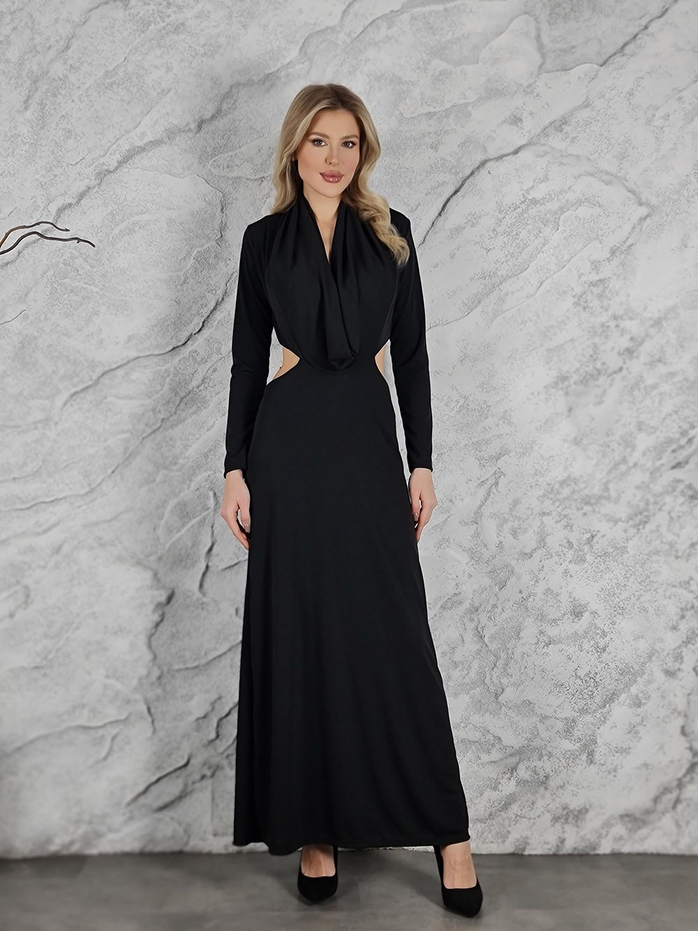 Платье Mitica&Co.  макси длинный рукав черное, фотография №1