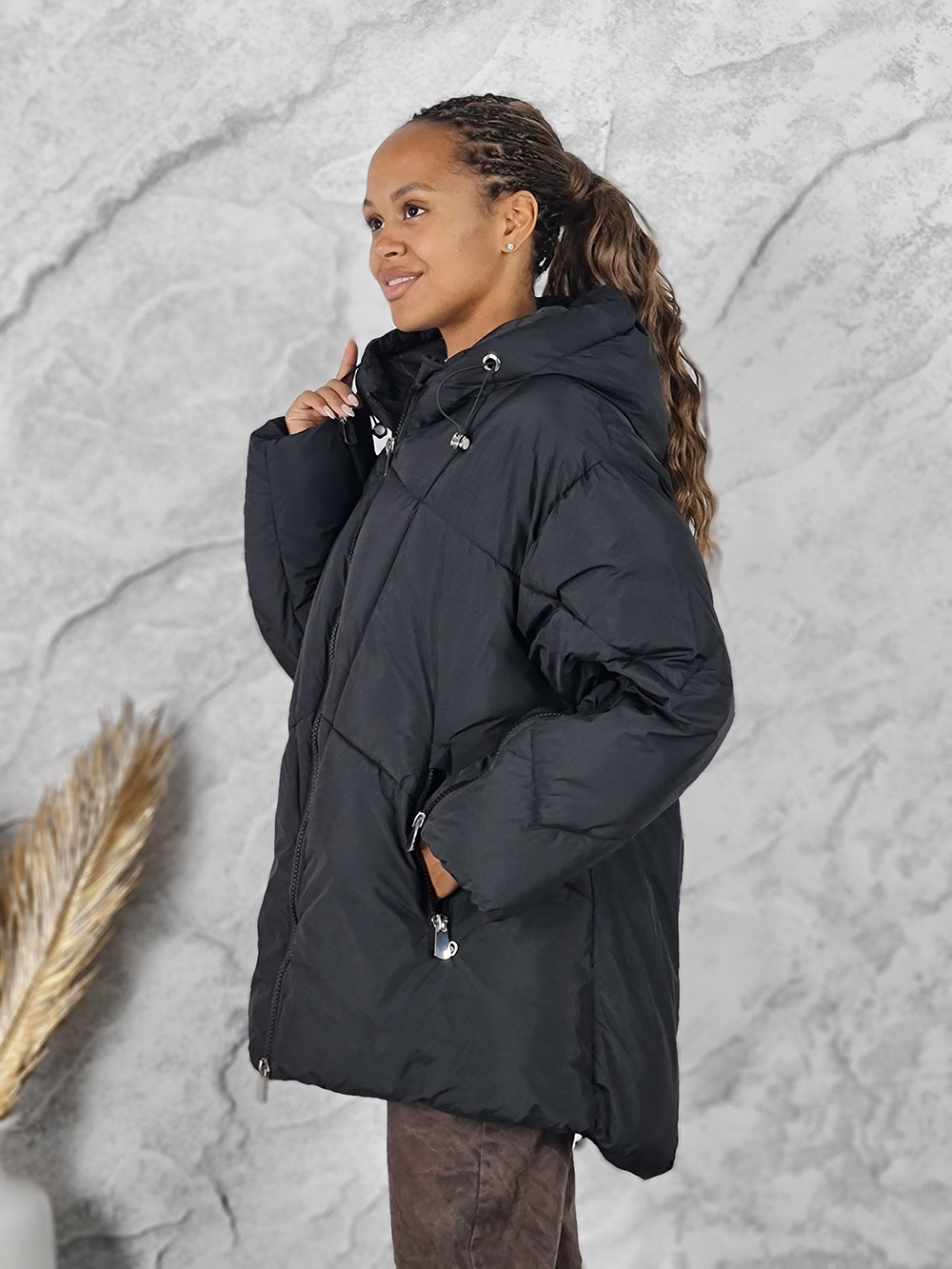 Куртка Please с капюшоном черная, фотография №2