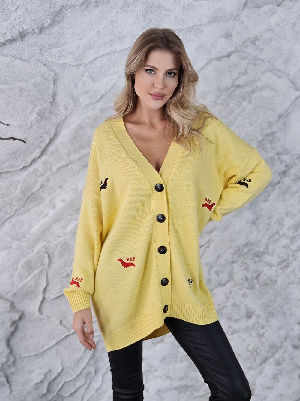 Кардиган Barbara Alvisi удлиненный таксы желтый, фотография №1