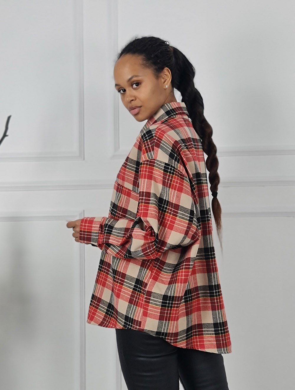 Рубашка Philia loft в клетку красная с украшением , фотография №2