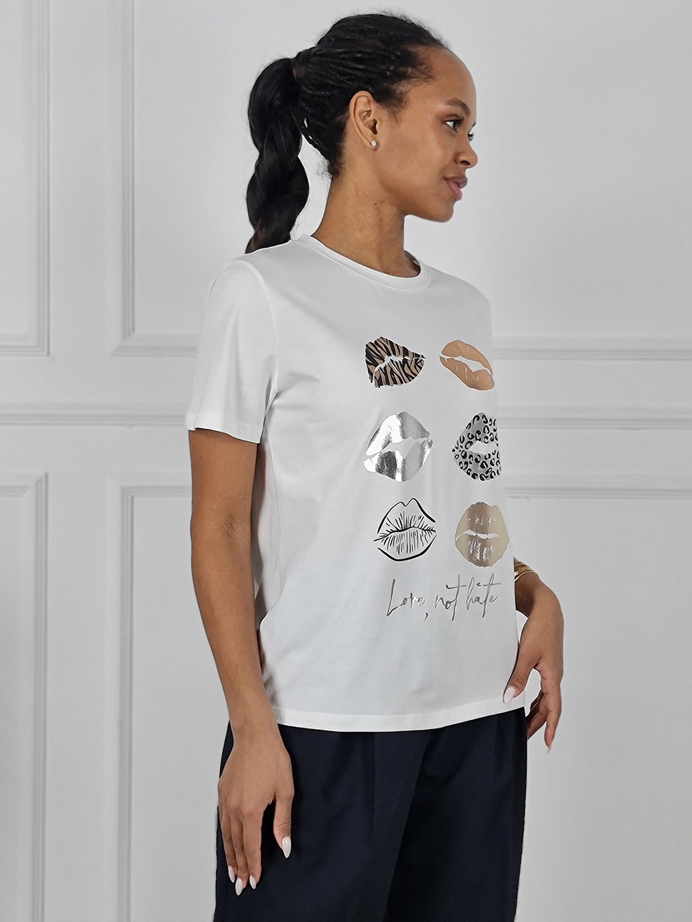 Футболка Y Two принт Разные губы белая, фотография №3