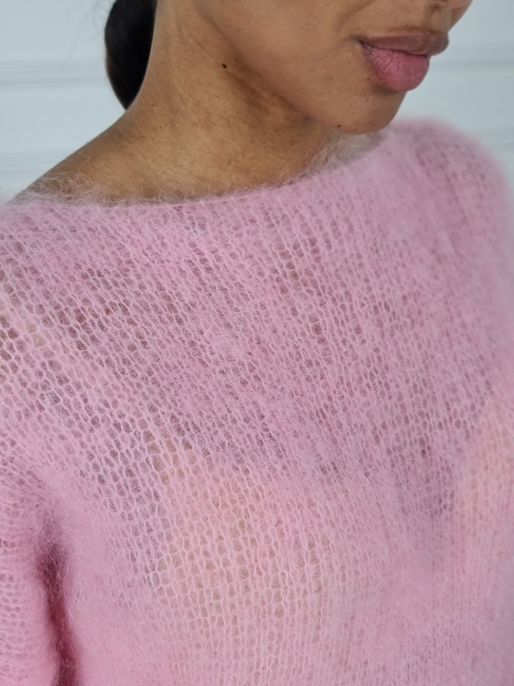 Джемпер кид мохер вырез лодочка длинный рукав баблгам, фотография №5