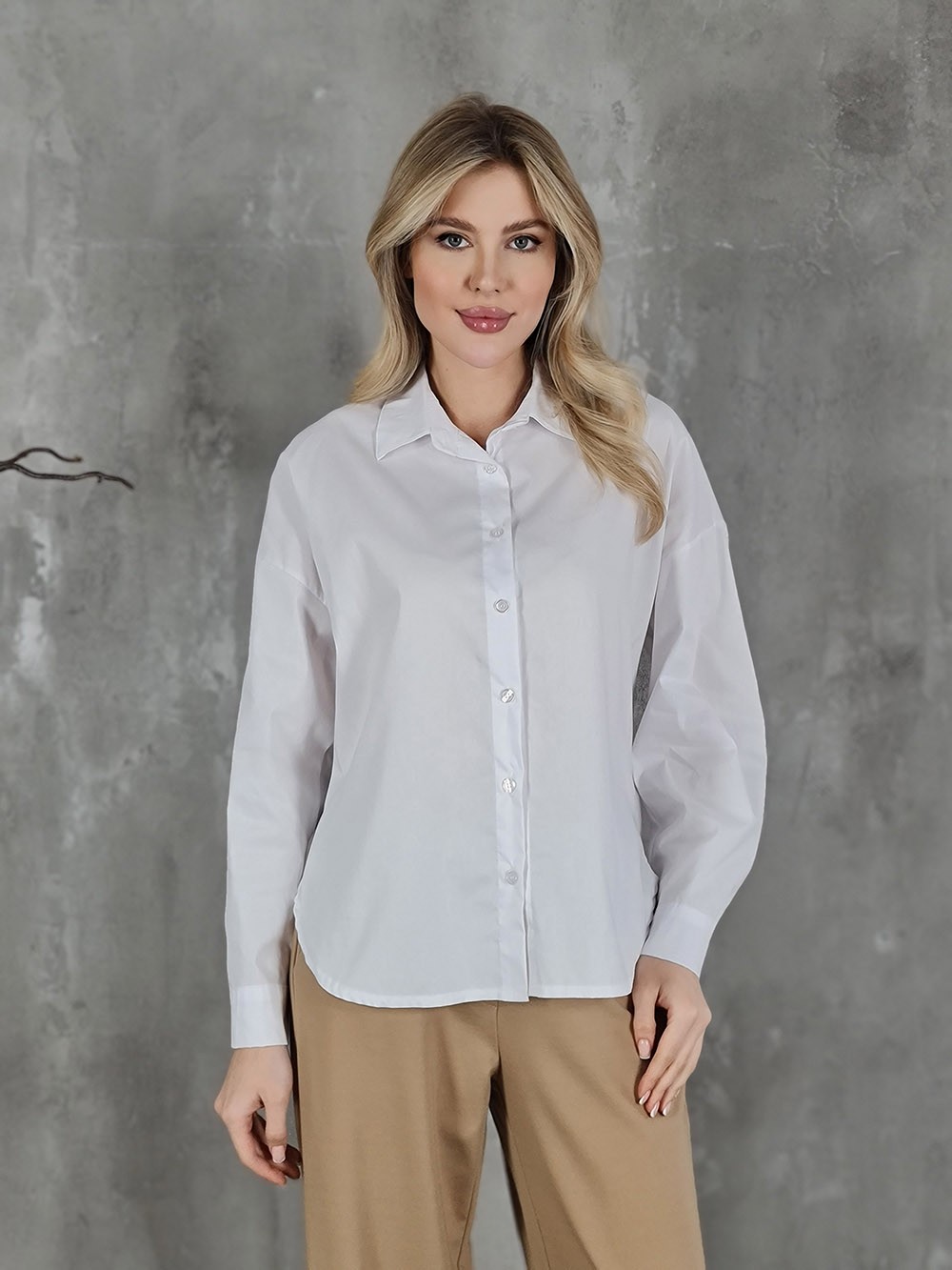 Рубашка MIHO'S с имитацией джемпера белая, фотография №2