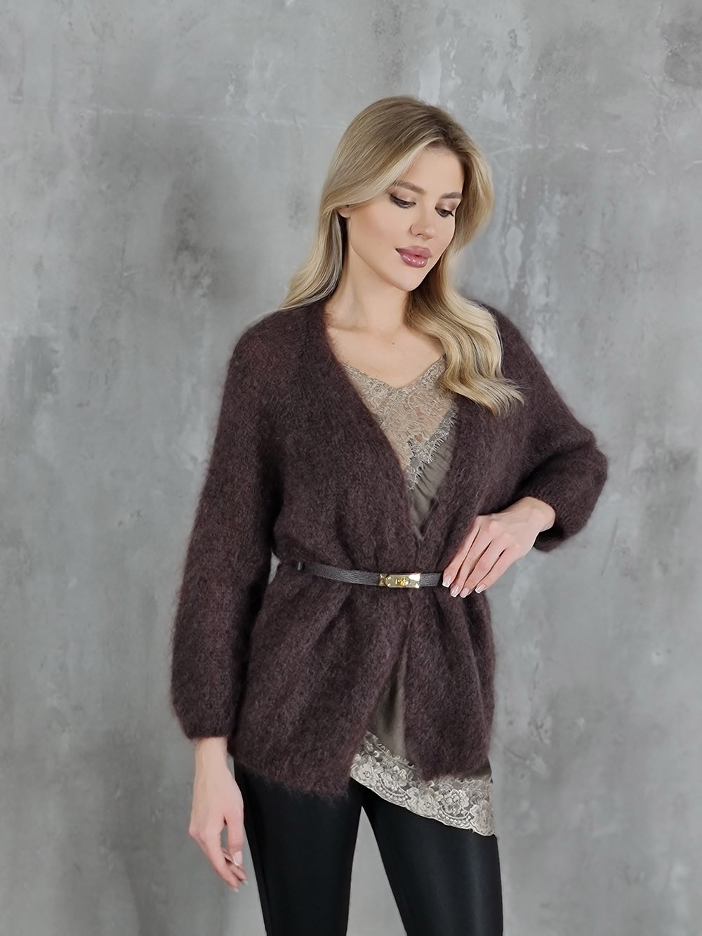 Ремень натуральная кожа прямоугольная золотая застежка шоколад, фотография №2