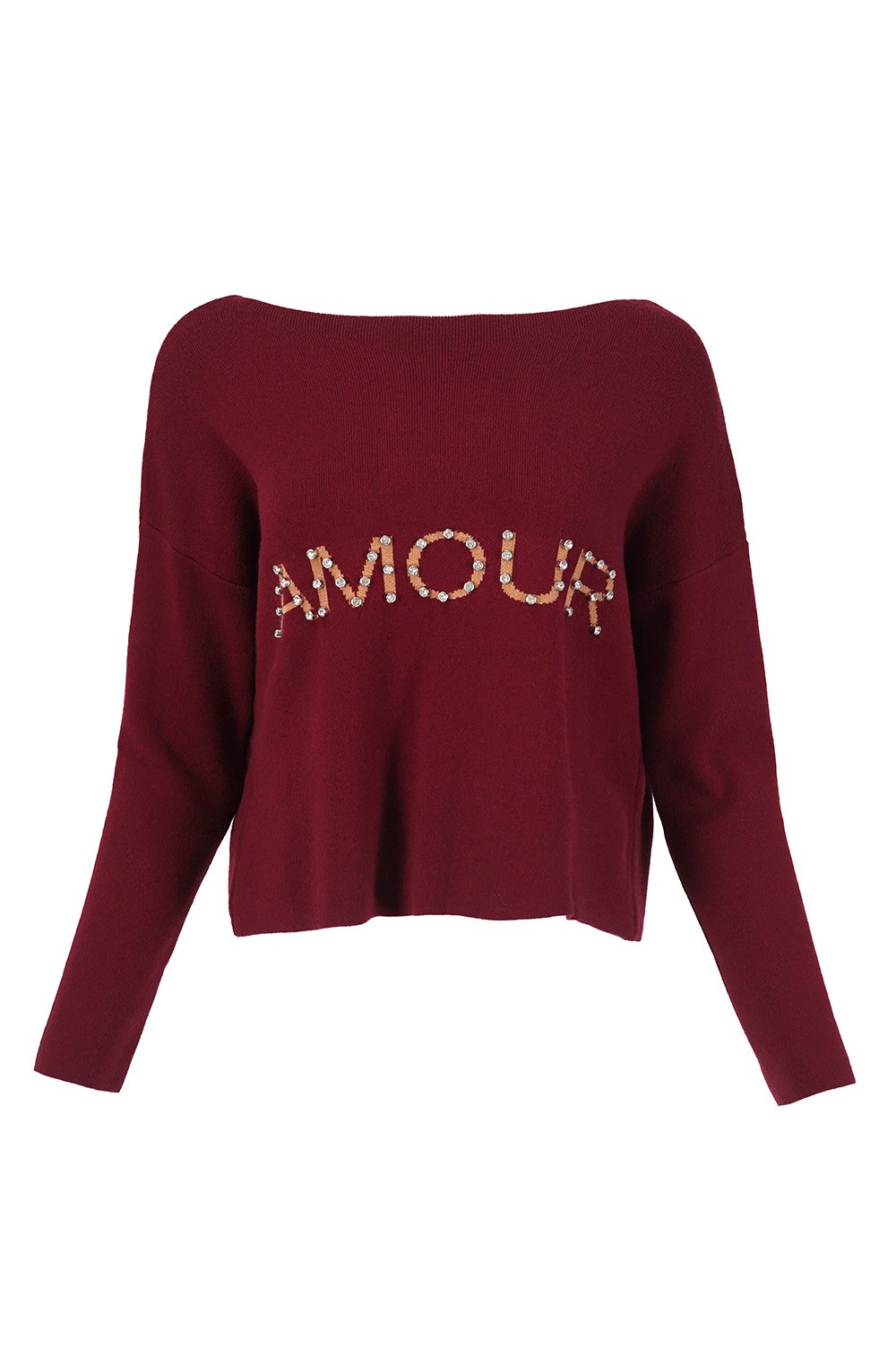 Джемпер Barbara Alvisi с надписью AMORE и стразиками красный, фотография №4