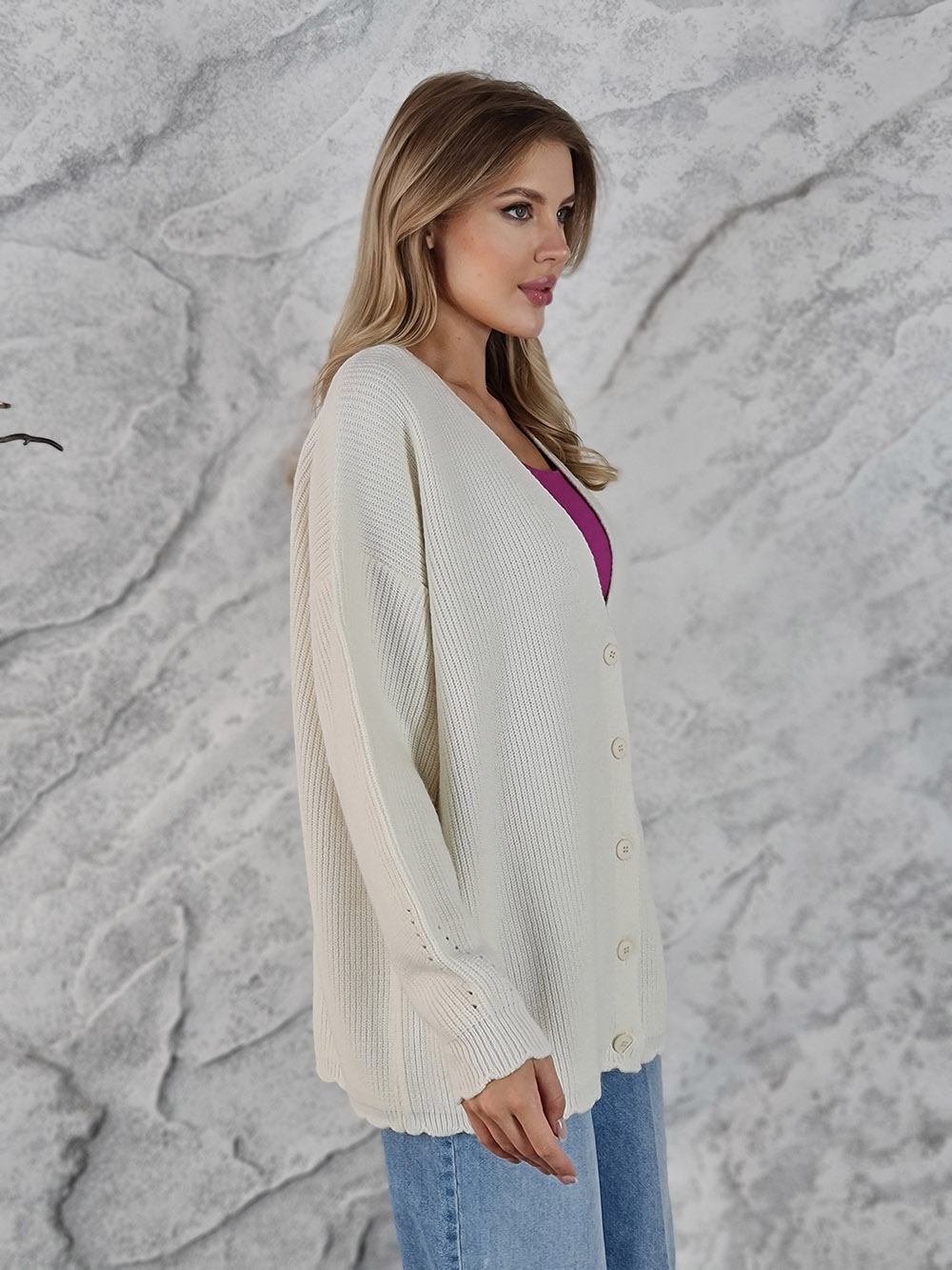 Кардиган Barbara Alvisi вышивка цветы белый, фотография №2