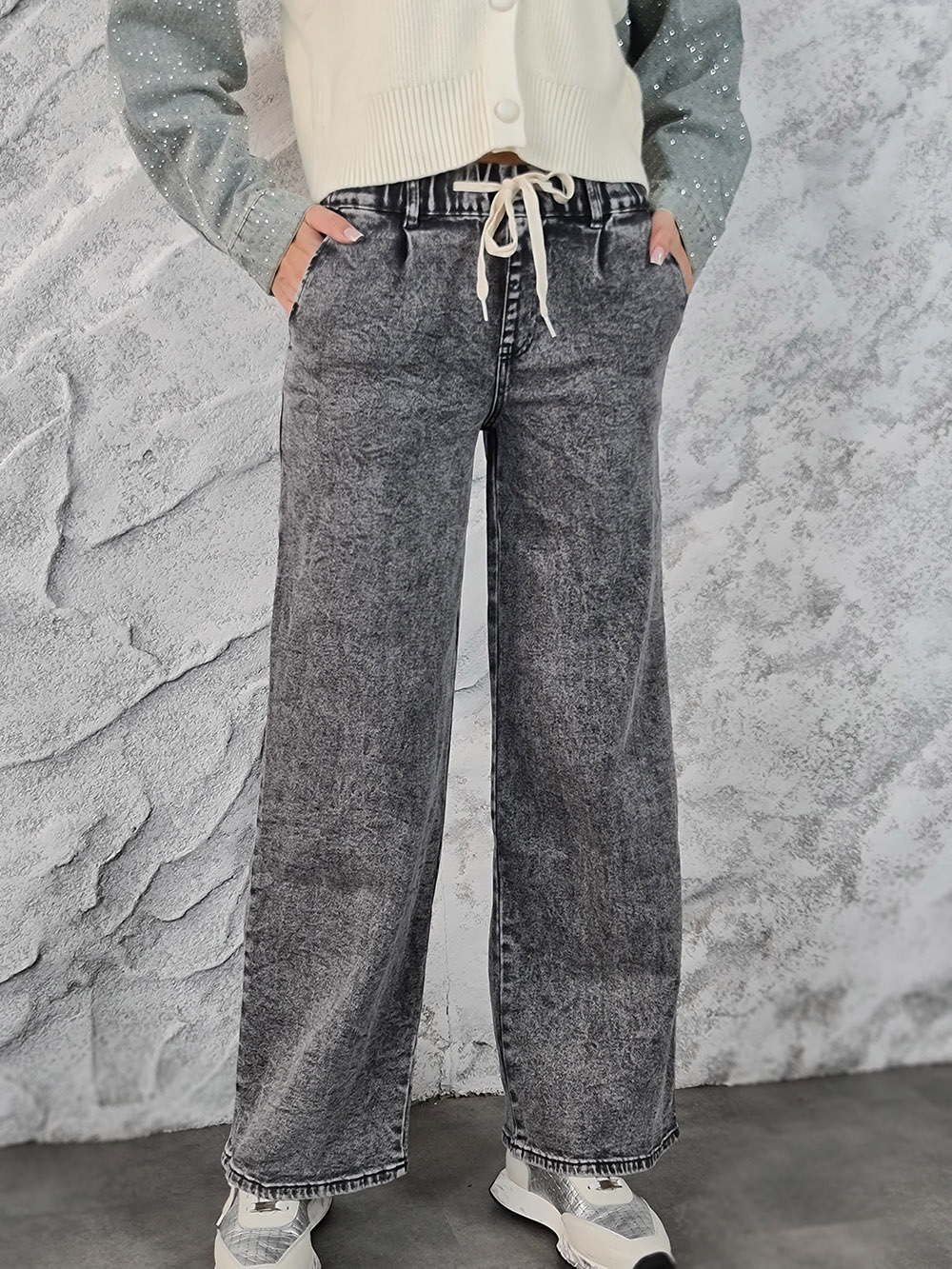 Джинсы Miss Bonbon на резинке серые, фотография №1