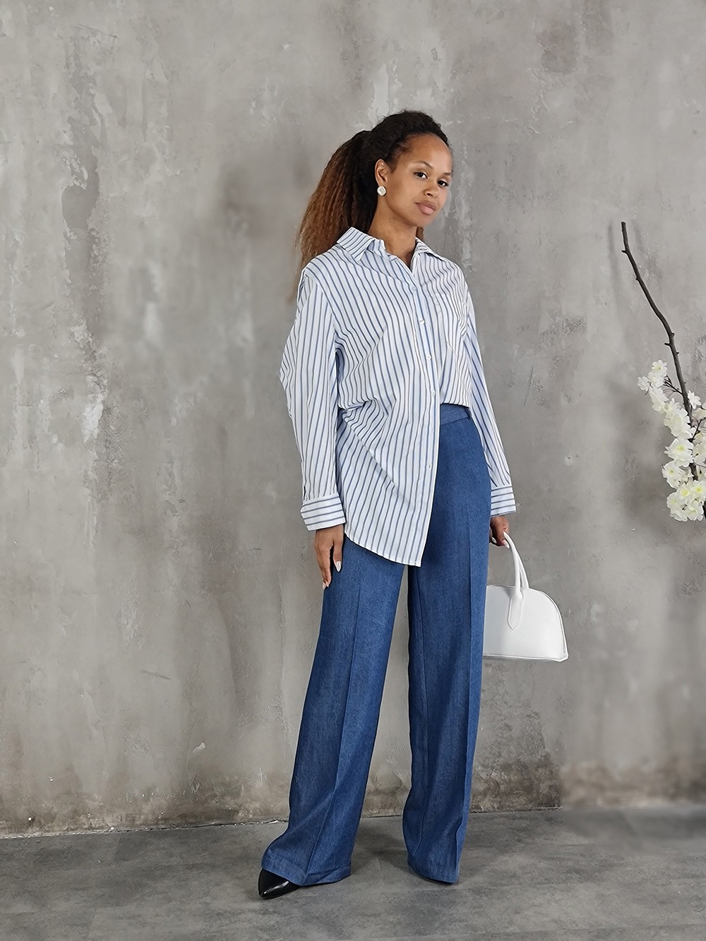 Рубашка MINT в полоску белая, фотография №2