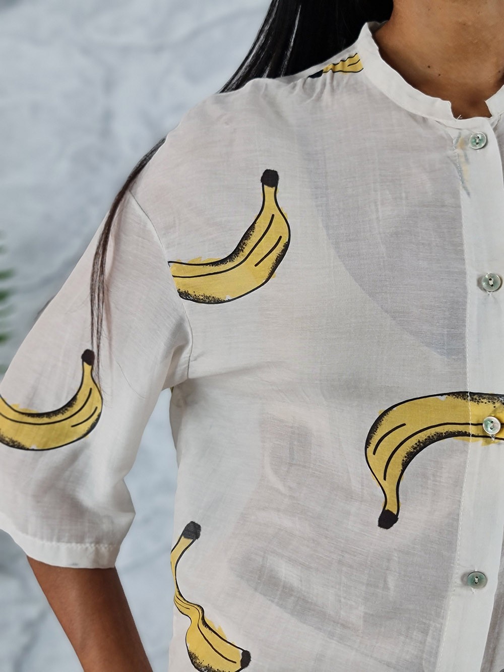 Блузка MINT принт бананы белая , фотография №3