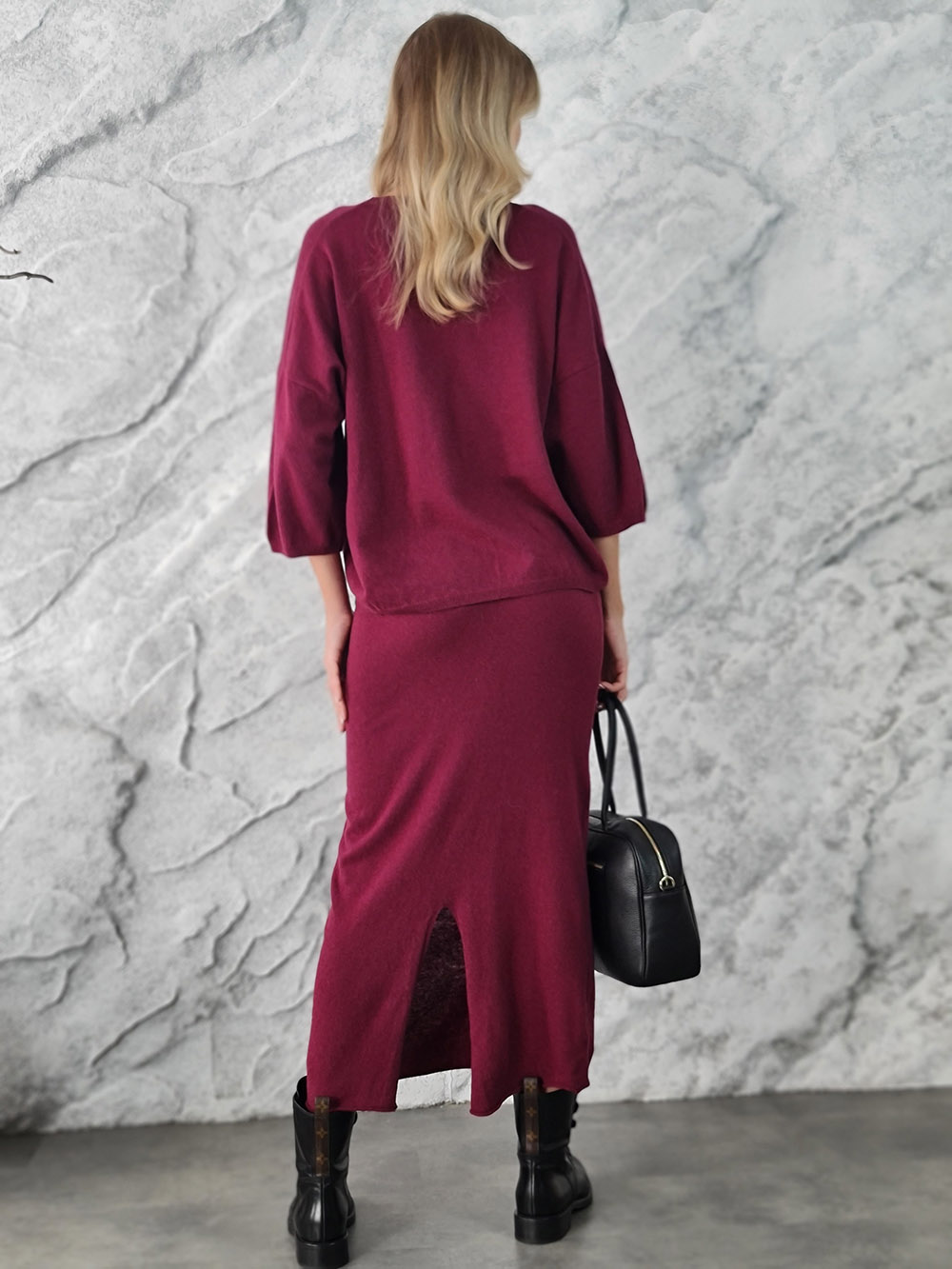 Костюм Vicolo джемпер круглый вырез юбка трикотажный бордо, фотография №3