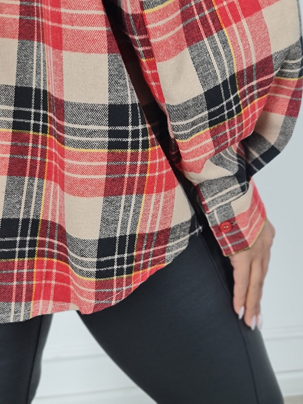 Рубашка Philia loft в клетку красная с украшением , фотография №4