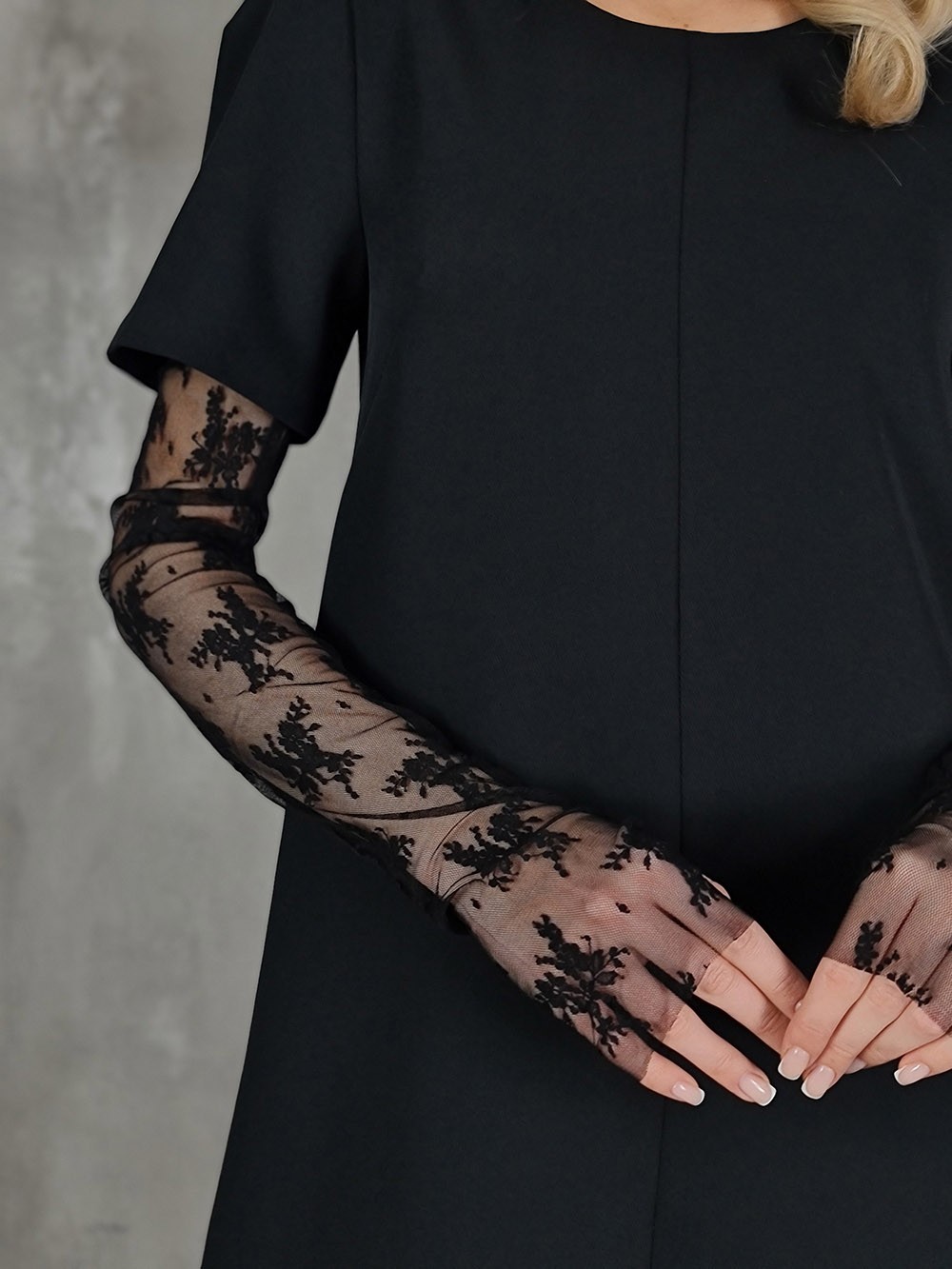 Imperial платье с кружевными рукавами черное, фотография №5