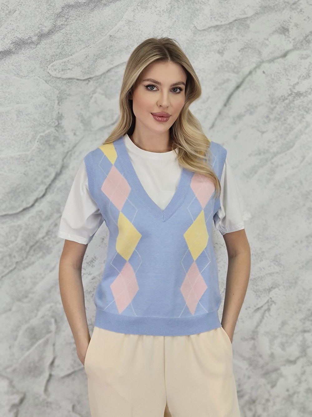 Футболка Lavysh с жилетом голубая, фотография №1