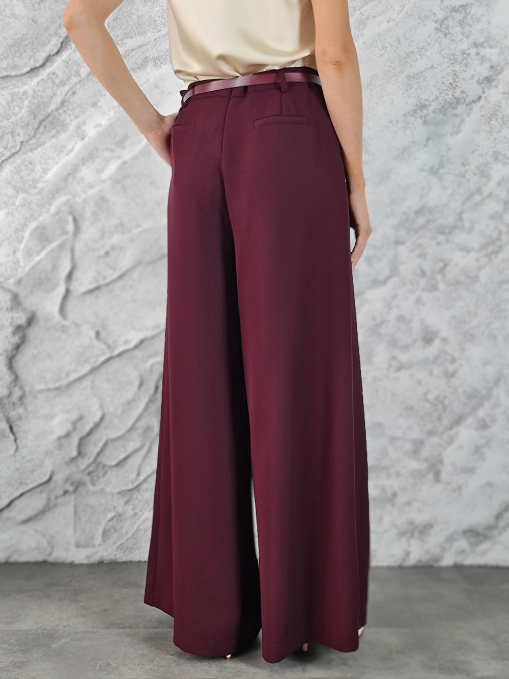 Брюки  Imperial с ремнем винные, фотография №3