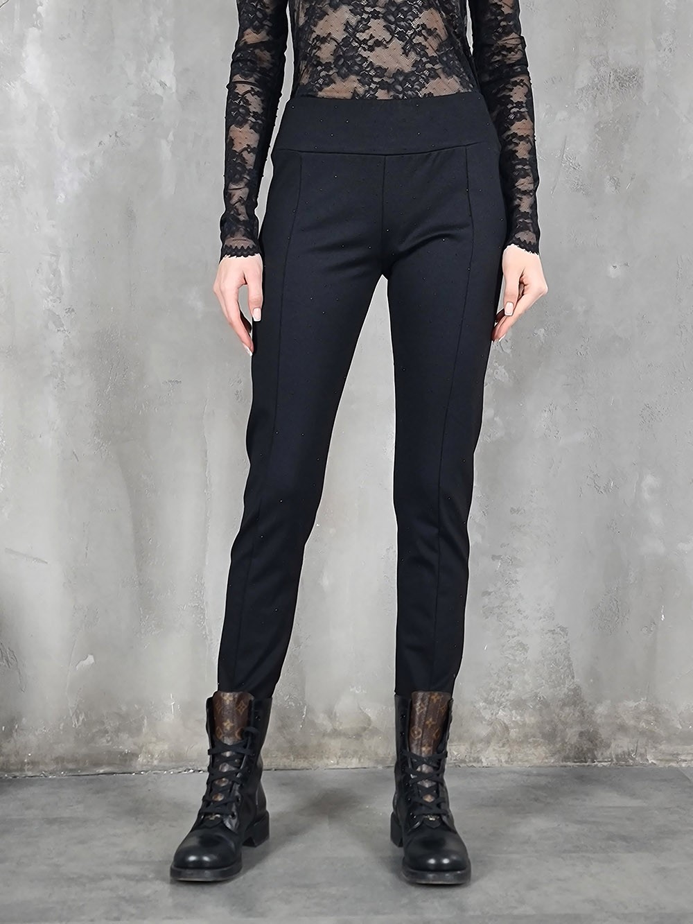 Брюки THODAMI с камушками черные, фотография №1