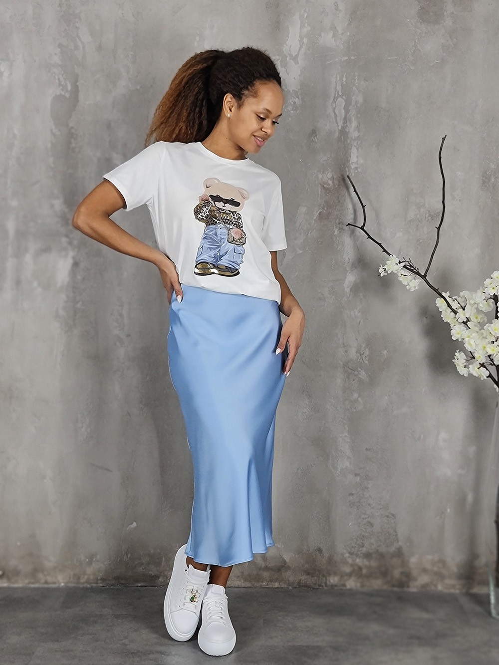 Юбка Imperial атласная миди голубая, фотография №2