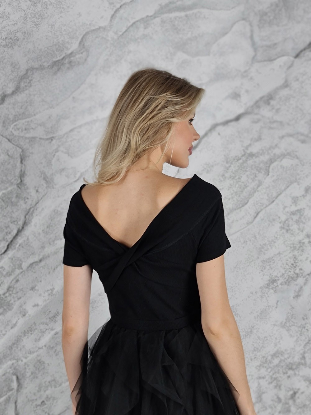 Платье DEGREES с фатиновой юбкой на завязках черное, фотография №3