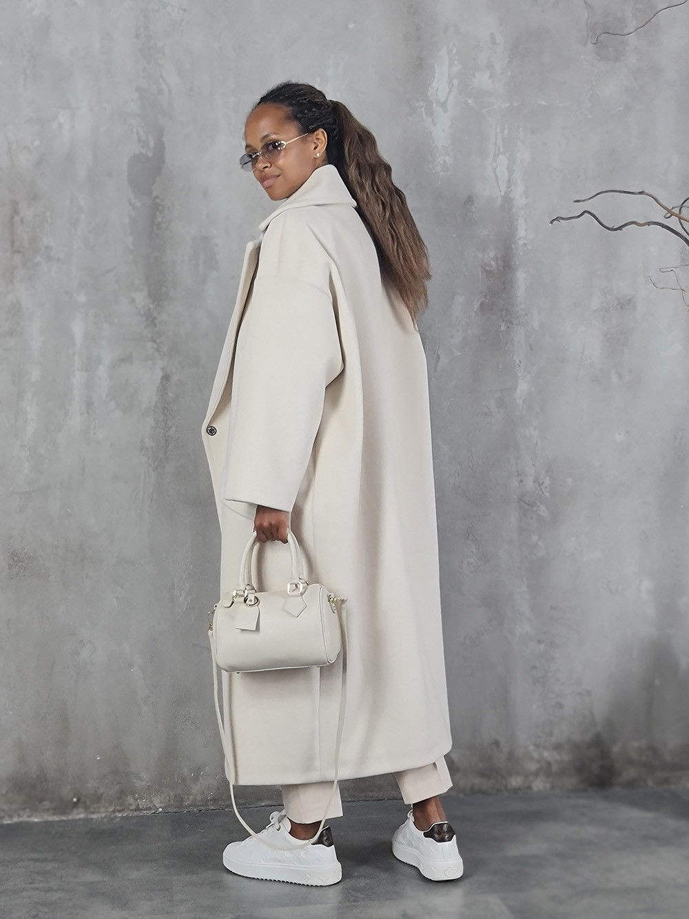 Пальто Imperial oversize с карманами молочное, фотография №6