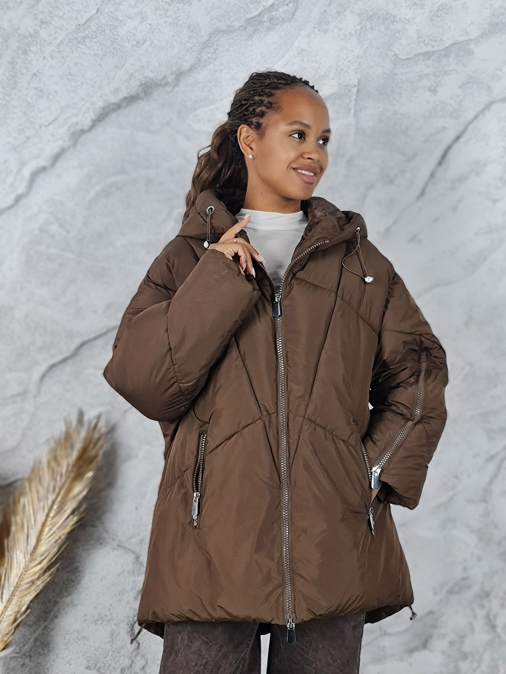 Куртка Please с капюшоном шоколад, фотография №1