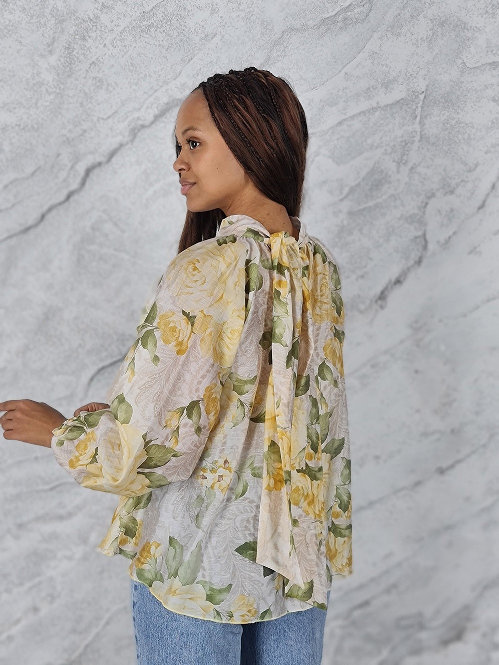 Блузка BluRoyal цветочный принт желтая, фотография №4