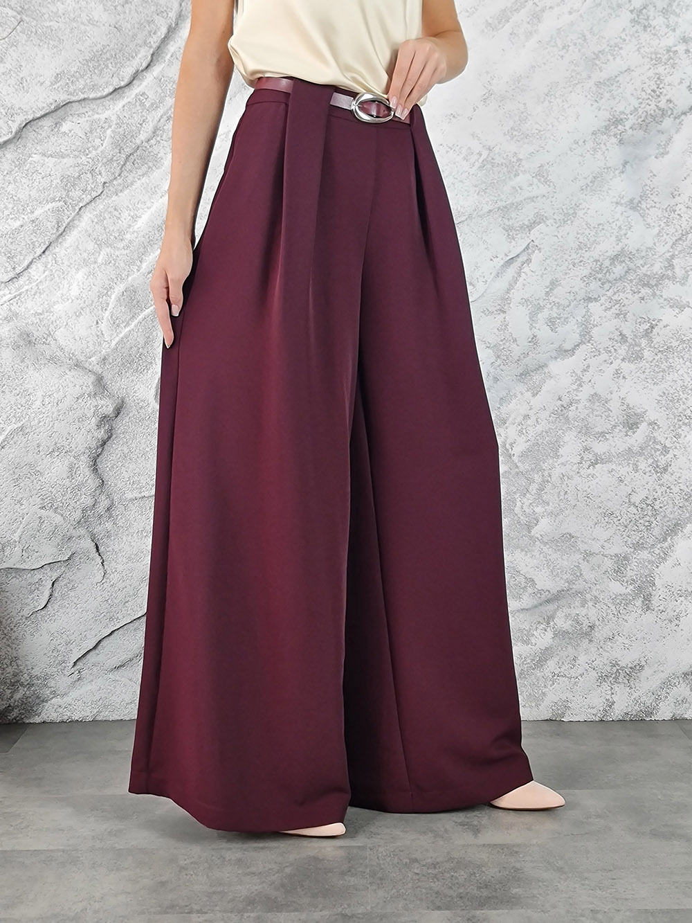 Брюки  Imperial с ремнем винные, фотография №2