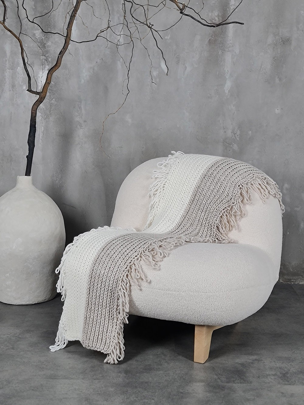 Шарф вязанный бежевый, фотография №1