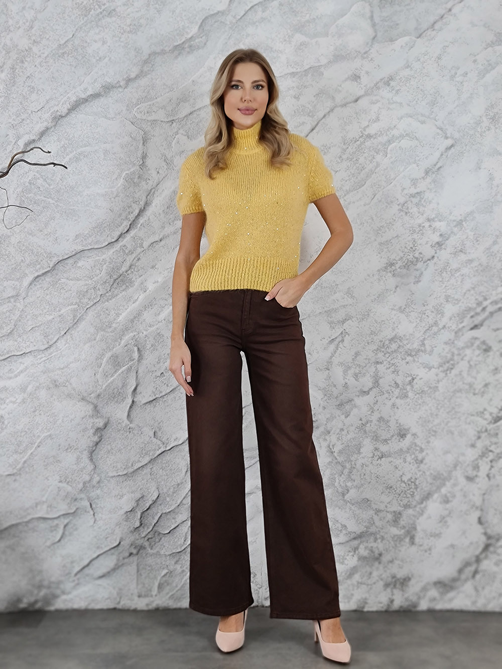 Джинсы Miss Bonbon прямые шоколад, фотография №2