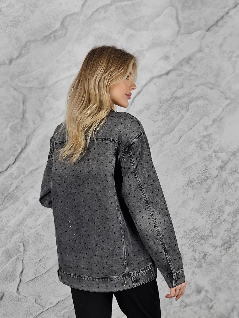 Джинсовка Rosa Shock со стразами серая, фотография №3