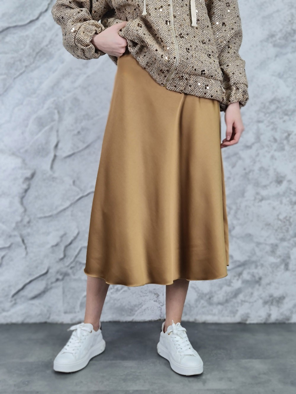 Юбка MIHO'S шелковистая вискоза карамель , фотография №1