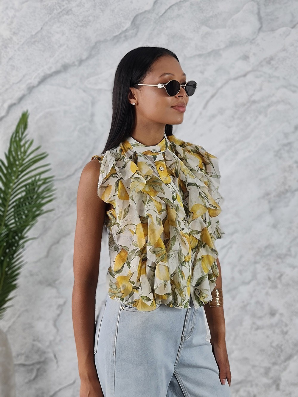 Блузка MINT принт лимоны молочная, фотография №2