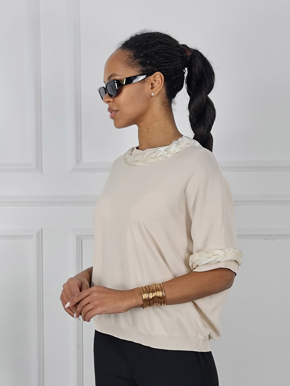 Джемпер BEAUTY WOMEN короткий рукав кремовый, фотография №3