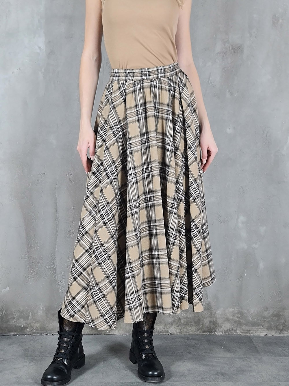 Юбка Mitica&Co. в клетку бежевая , фотография №3