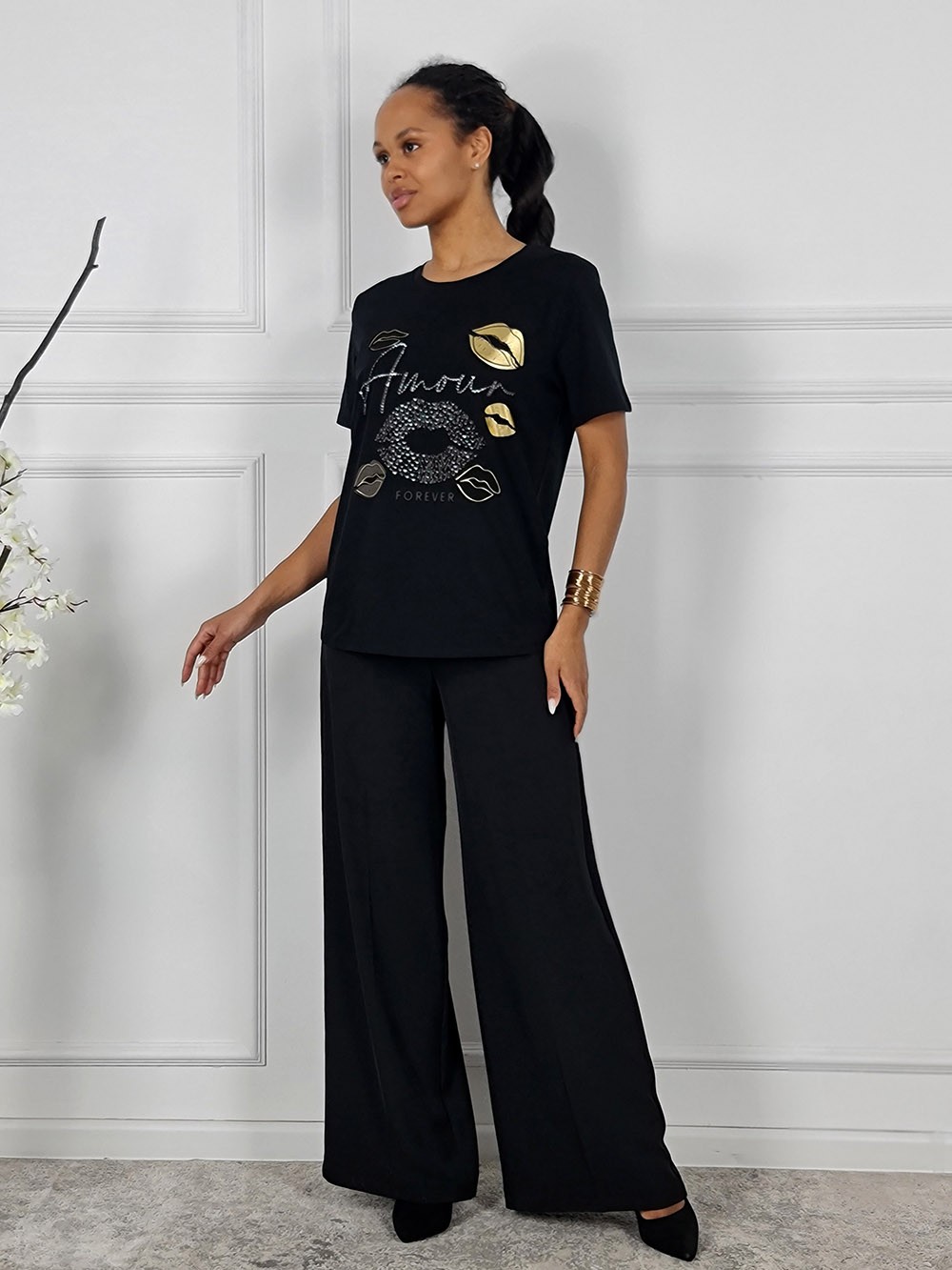 Брюки Imperial ткань холодок на резинке черные , фотография №2