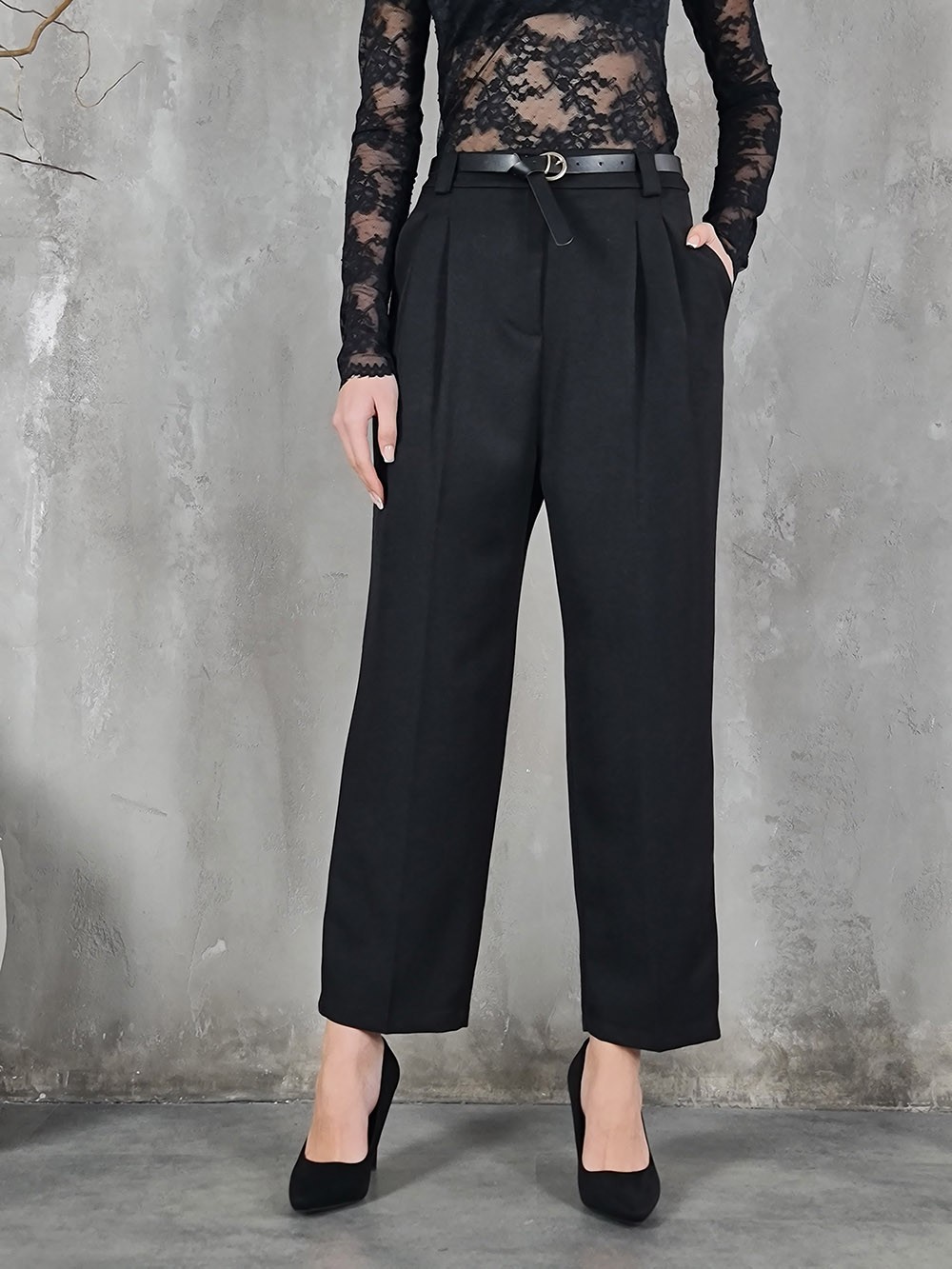 Брюки LUMA с ремнем черные, фотография №1