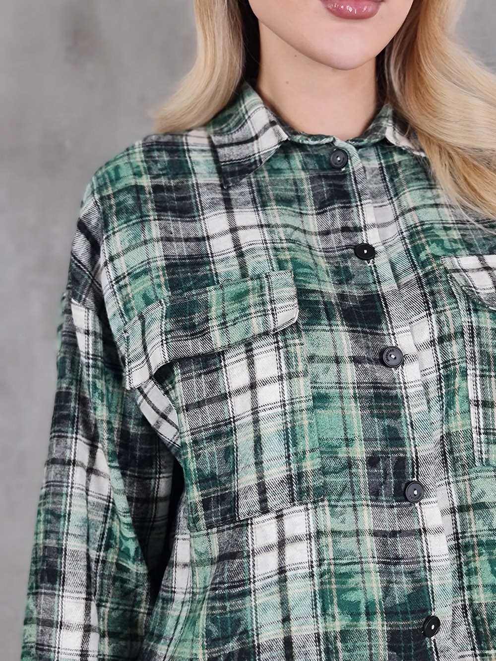 Рубашка с варёным эффектом Imperial в клетку изумрудная, фотография №5