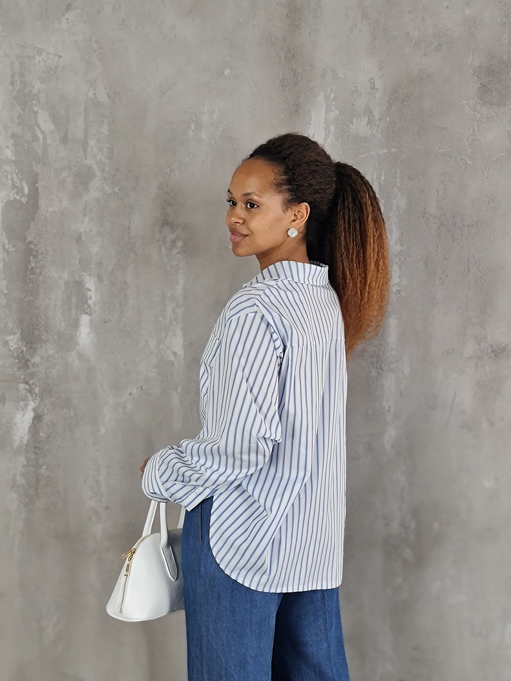 Рубашка MINT в полоску белая, фотография №3