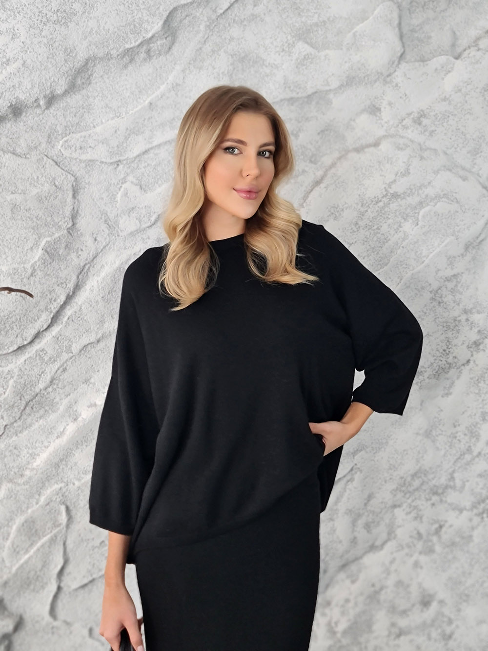 Костюм Vicolo джемпер круглый вырез юбка трикотажный черный, фотография №2