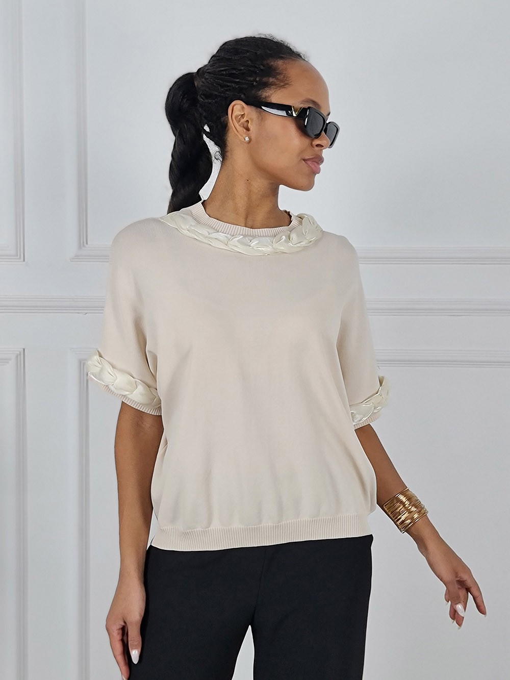 Джемпер BEAUTY WOMEN короткий рукав кремовый, фотография №1