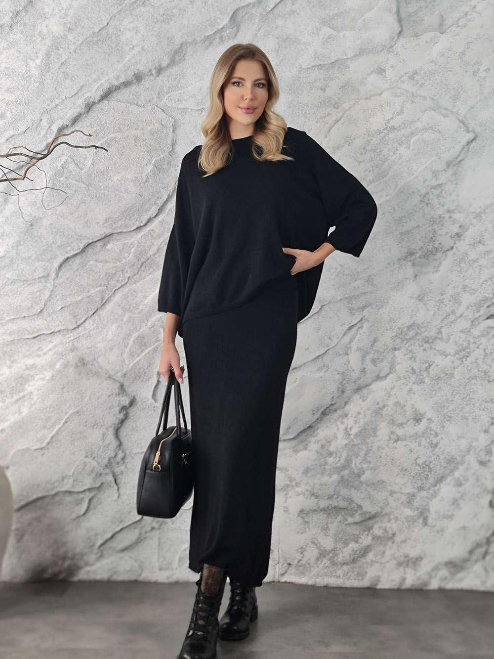 Костюм Vicolo джемпер круглый вырез юбка трикотажный черный, фотография №1