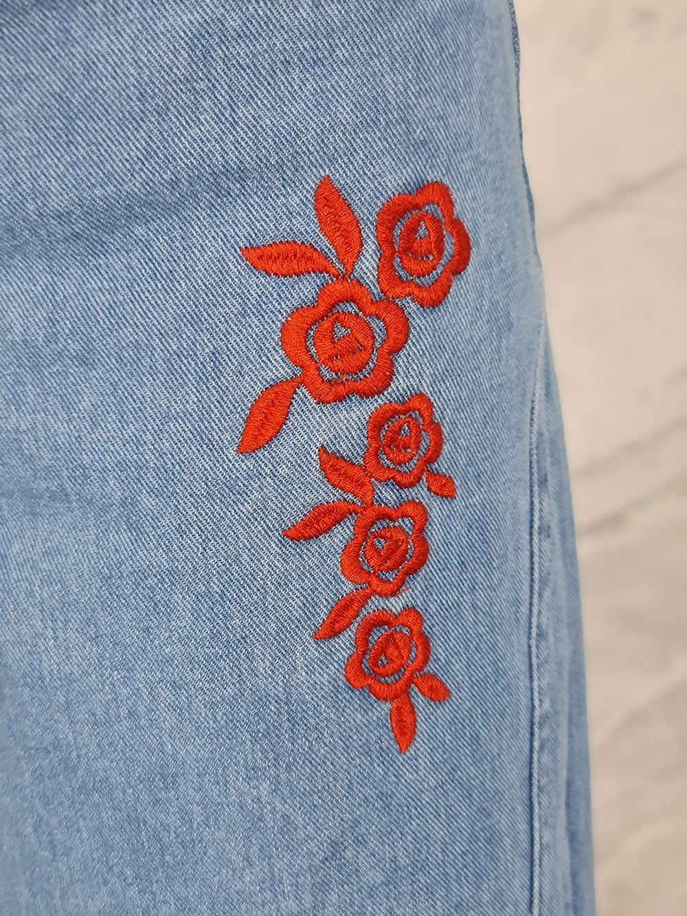 Джинсы MIHO'S с вышивкой и поясом синие, фотография №2