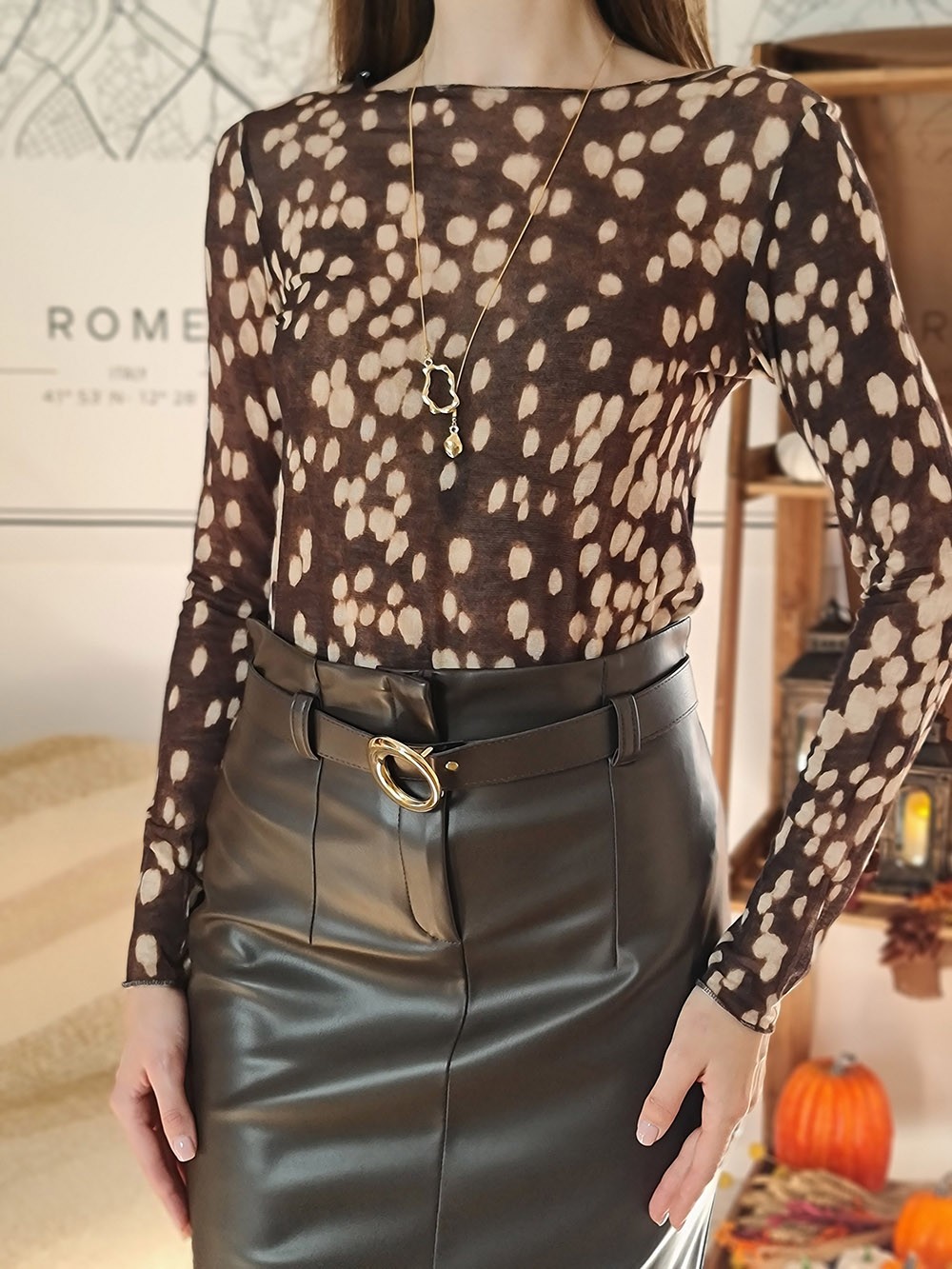 Лонгслив Cashmere Blend в горох с кашемиром шоколад , фотография №2