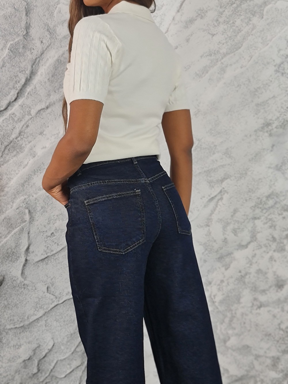 Джинсы ADORA с ассиметричными пуговицами темно-синие, фотография №5