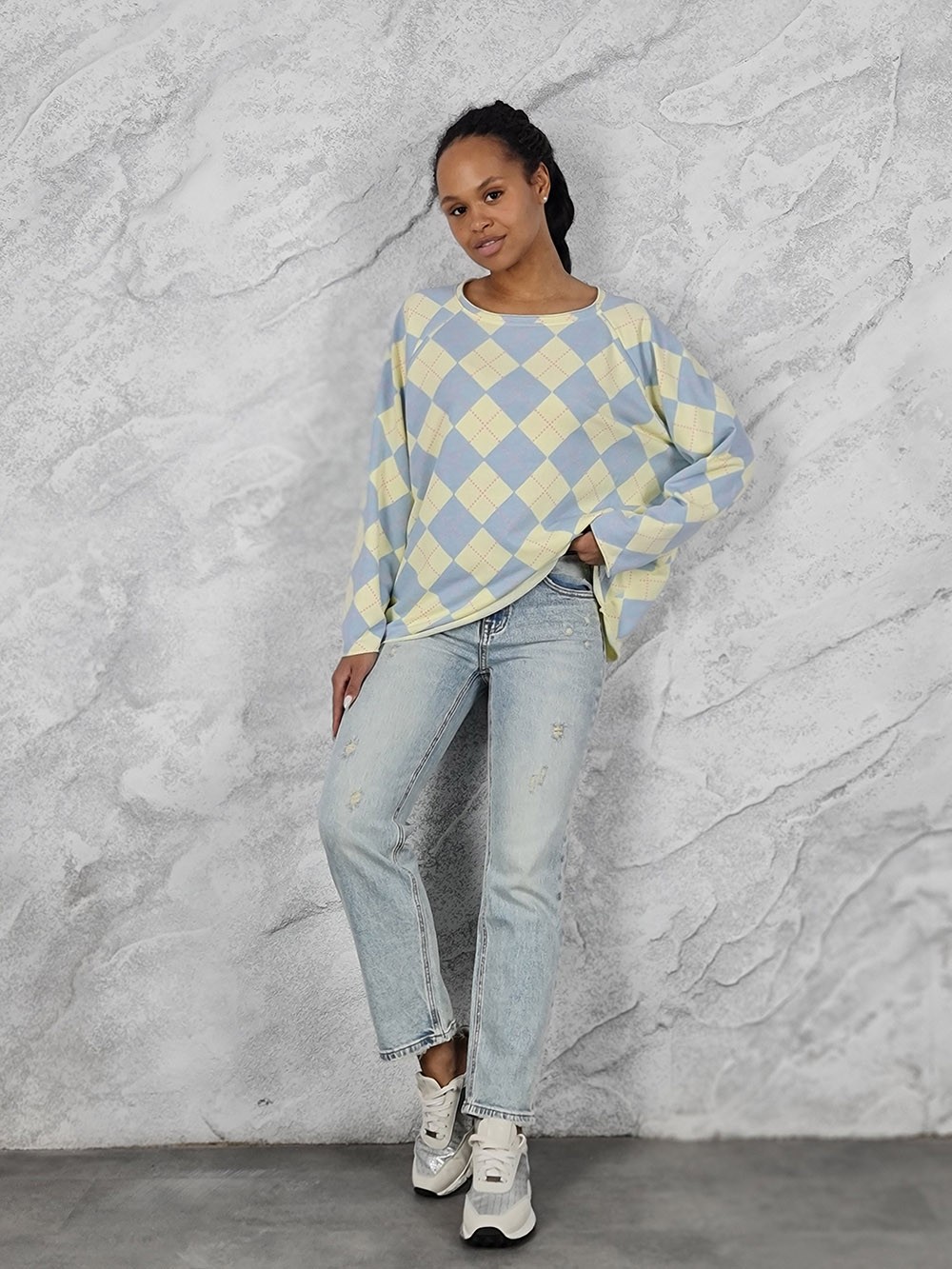 Джинсы Miss Bonbon с потертостями голубые , фотография №2