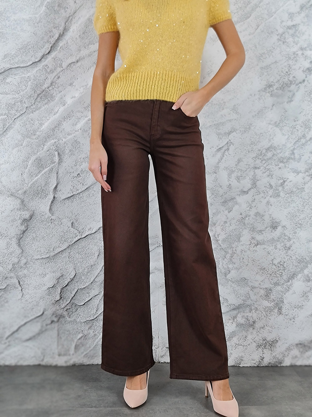 Джинсы Miss Bonbon прямые шоколад, фотография №1