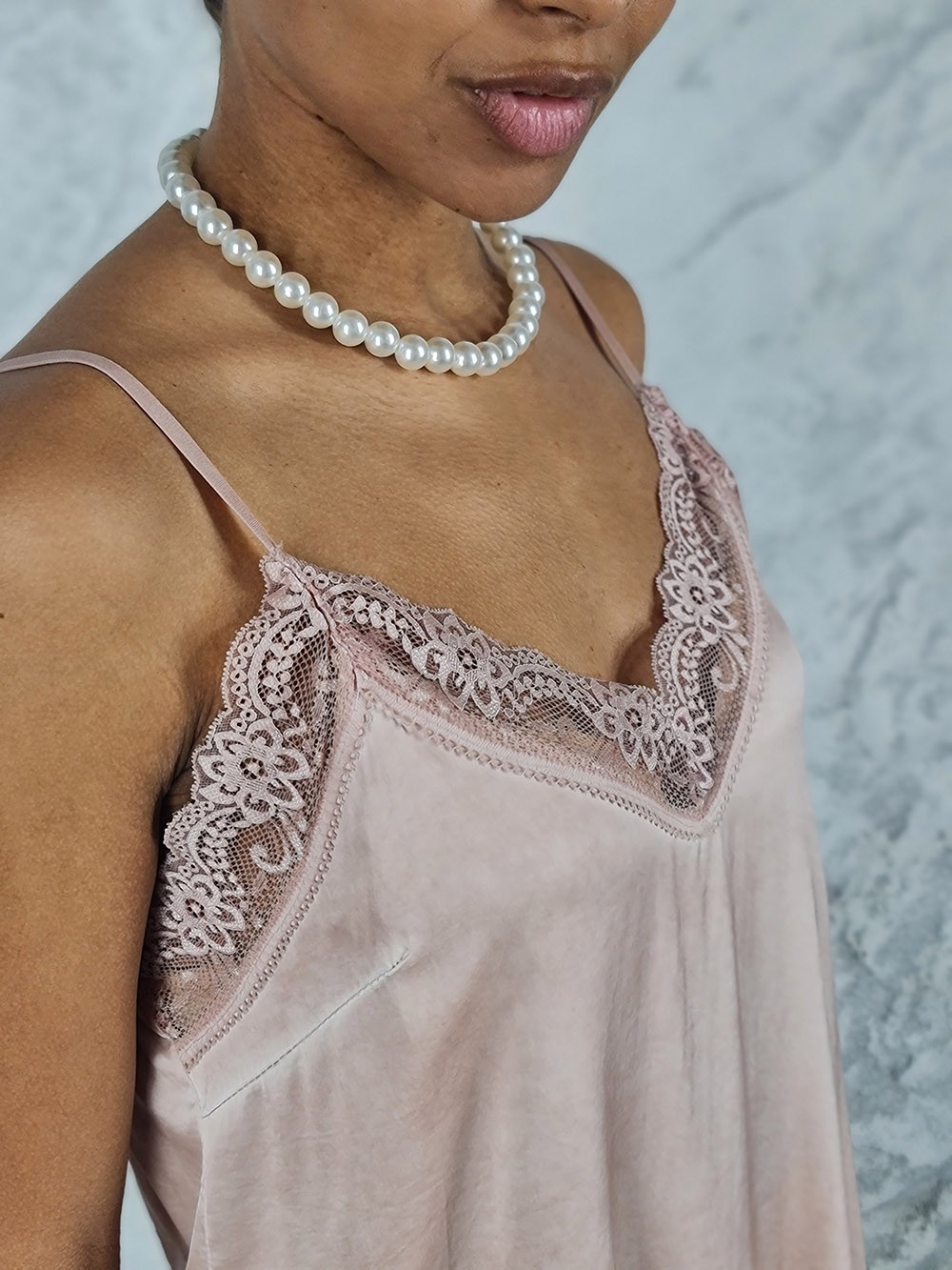 Топ WI&CO удлиненный с кружевом пудра, фотография №5