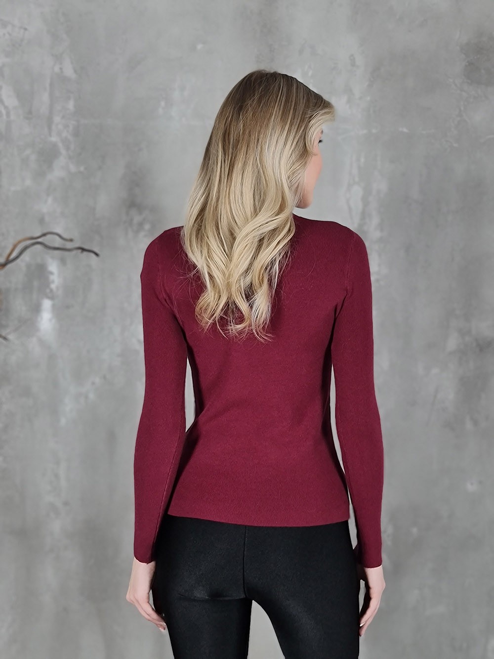 Водолазка Jean Louis Francoise с кружевом винная, фотография №3