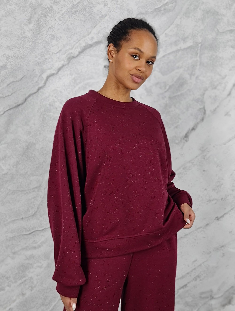 Костюм MOOIJ с блестками свитшот и брюки винный, фотография №3