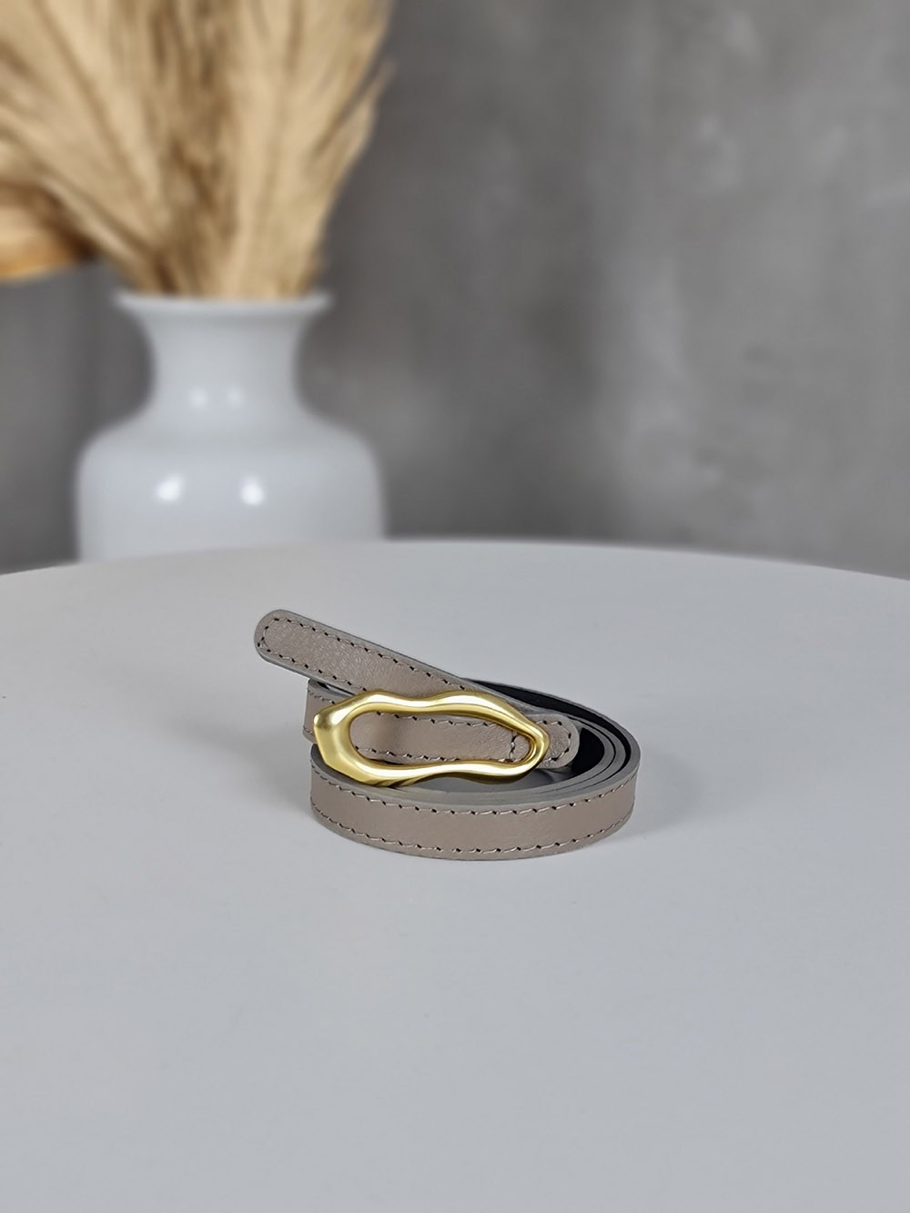 Ремень Imperial натуральная кожа золотая застежка бежевый, фотография №3