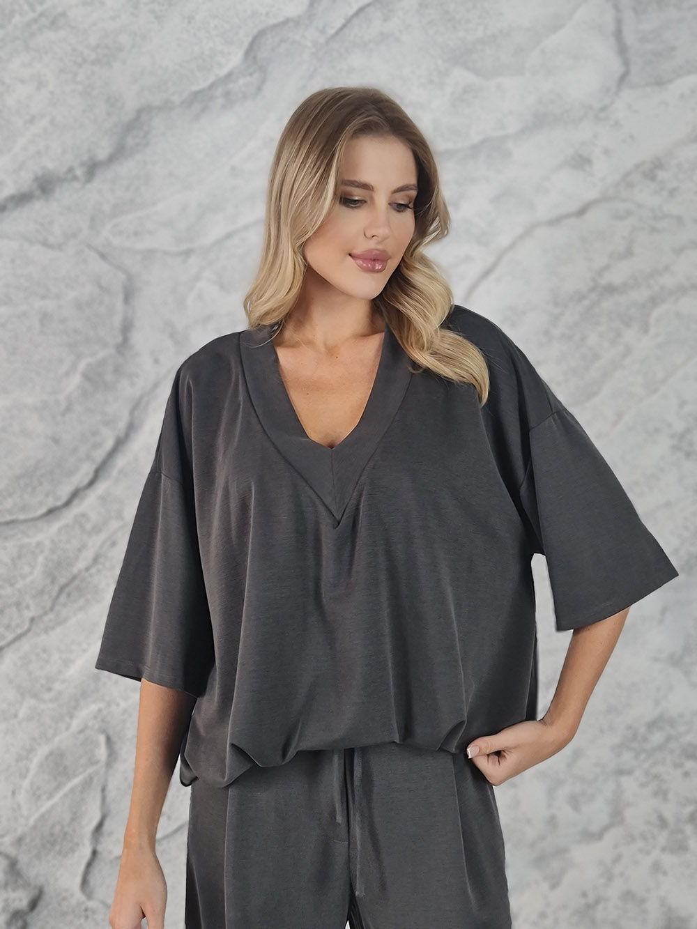 Костюм dixie кофта v-вырез штаны графит , фотография №2