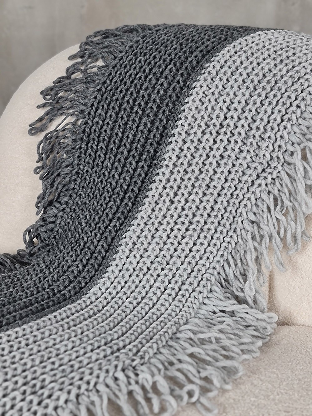 Шарф вязанный серый, фотография №2